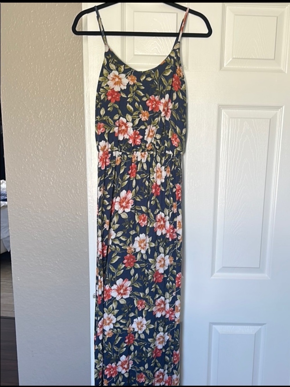 Floral Maxi Dress - Navy and Red